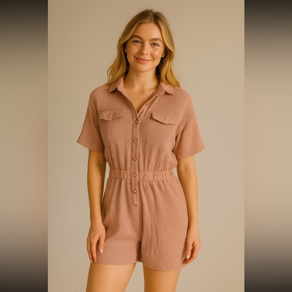 pretty little thing jumpsuit playsuit short pink check size XS - Picture 2 of 4